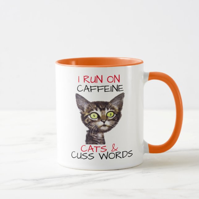 I SPRINGA PÅ CAFFEINE CATS & CUSS ORD MUGG (Höger)