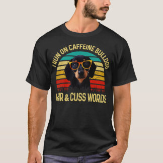 I Springa på Caffeine Dachshund Hair Cuss Ord T Shirt