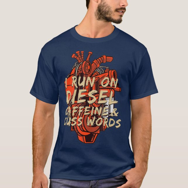 I Springa på Diesel Funny Diesel Head Mechanic T Shirt (Framsida)