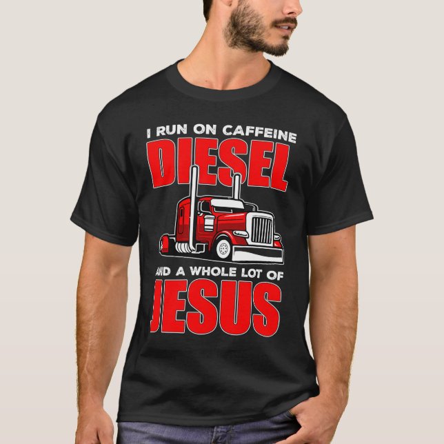 I springa på Diesel och Jesus Christian Lastbil Dr T Shirt (Framsida)