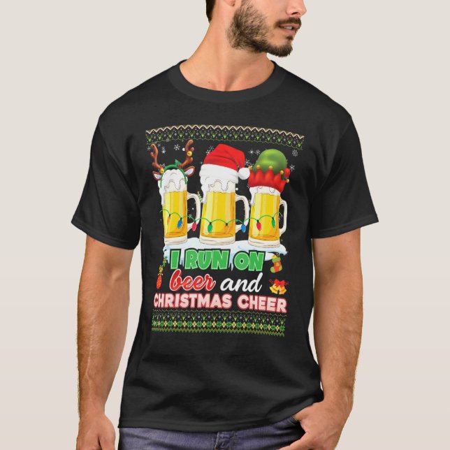 I Springa på öl- och julCheer fuktig sötare Mer T Shirt (Framsida)