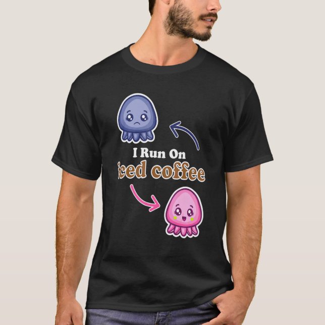 I Springa på spaltkål av kaffe Reversible Octopus  T Shirt (Framsida)