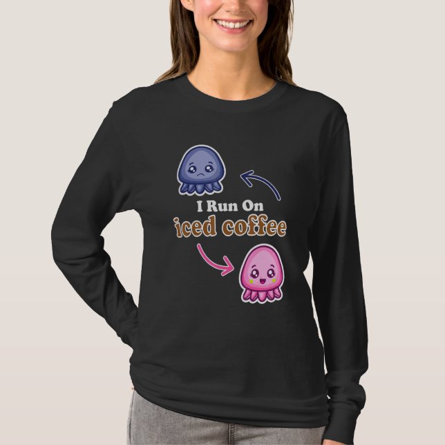 I Springa på spaltkål av kaffe Reversible Octopus  T Shirt (Framsida)