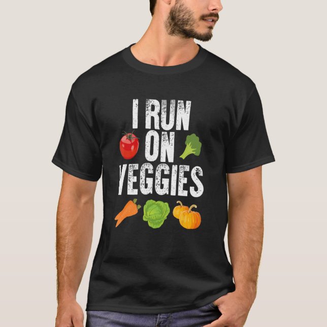 I Springa på Veggies Coola Vegetarian Vegetables V T Shirt (Framsida)