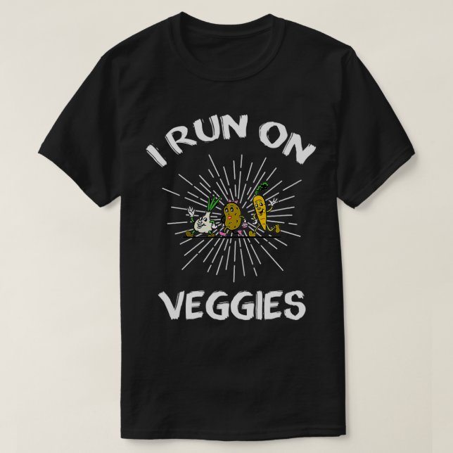 I Springa på Veggies Funny T Shirt (Design framsida)