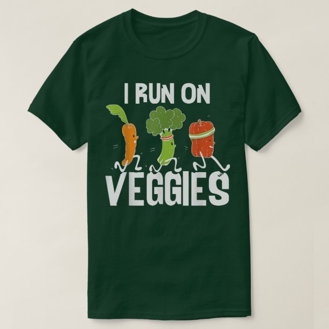 I Springa på Veggies Funny Vegan Plant Based Vegan T Shirt (Design framsida)
