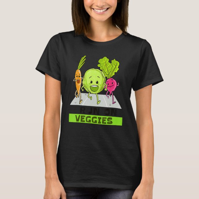 I Springa på Veggies Vegan Running Vegetarian T Shirt (Framsida)