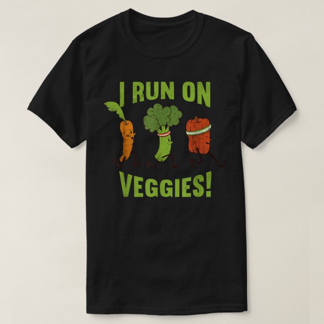 I Springa på Veggies Vegetarian Plant Funy T Shirt (Design framsida)