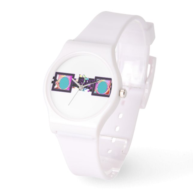 I Spy Glasses Dial White Silicone Armbandsur (Vinkel)
