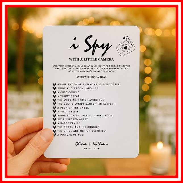 i Spy Photo Hunt Wedding Reception Scavenger Game Inbjudningar (Skapare uppladdad)