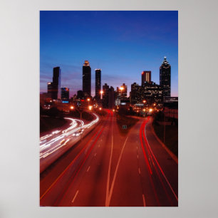 I stadens centrum Atlanta på natten Poster