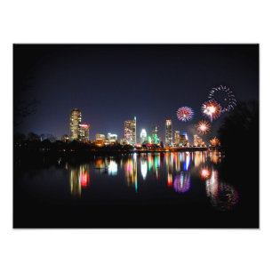 I stadens centrum fyrverkerier för Austin Texas Fototryck