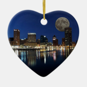 I stadens centrum måne för Baltimore Maryland Julgransprydnad Keramik