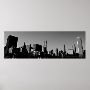I stadens centrum monokrom för Chicago Poster