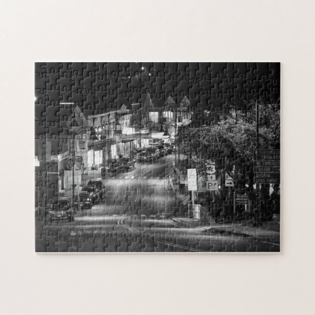 I stadens centrum Mystic CT i svartvitt Pussel (Horisontell)