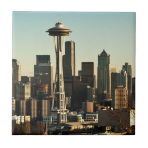 I stadens centrum Seattle horisont och utrymmenål Kakelplatta