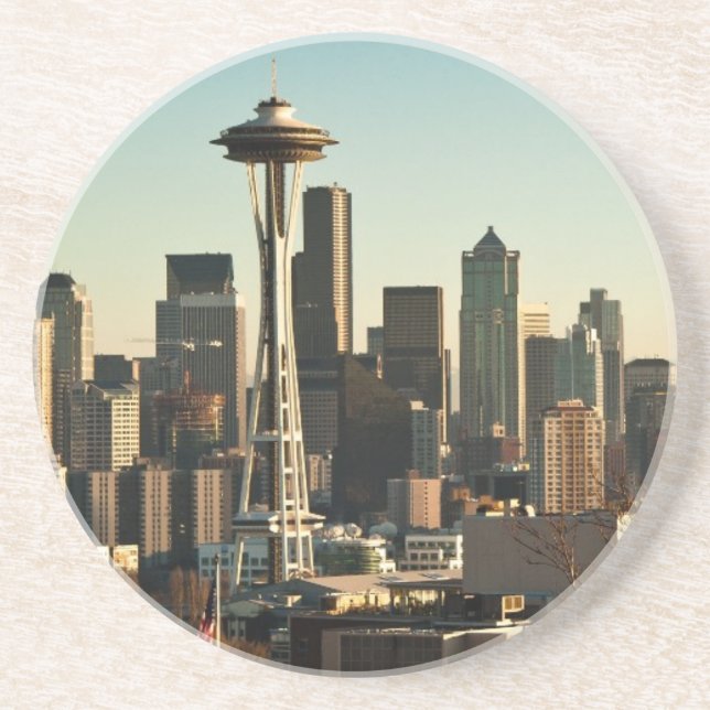 I stadens centrum Seattle horisont och utrymmenål Underlägg Sandsten (Framsidan)