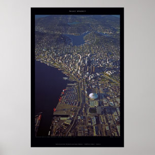 I stadens centrum Seattle på solnedgången med Poster