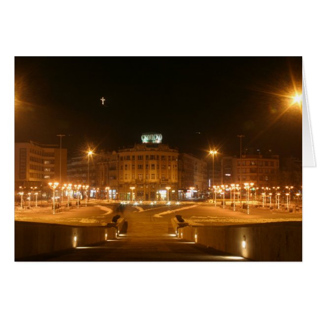 I stadens centrum Skopje Hälsningskort (Framsidan Horizontal)
