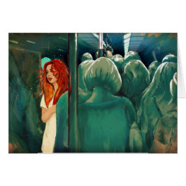 I stadens centrum tåg hälsningskort