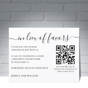 I stället för favörer for Bröllop Charity with QR