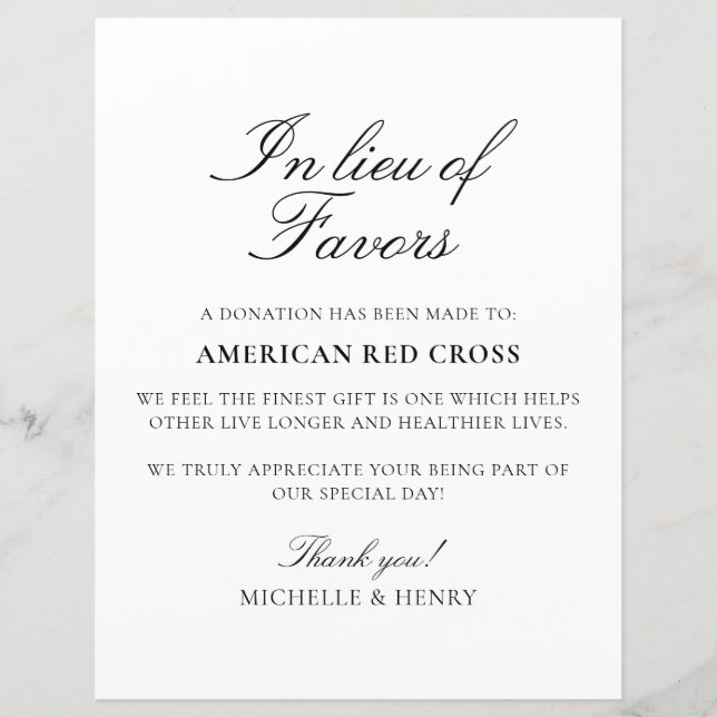 I stället för Favors Donationstecken i Bröllop (Framsida)