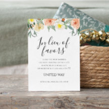 I stället för favors Peach Flowers Charity Bröllop