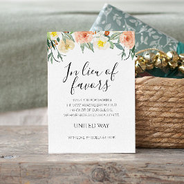 I stället för favors Peach Flowers Charity Bröllop Placeringskort