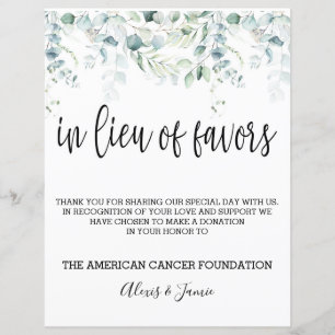 I stället för Favors Sign - Eucalyptus Bröllop - V