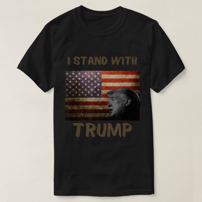 I stand with trump american flagga T-Shirt (Design framsida)