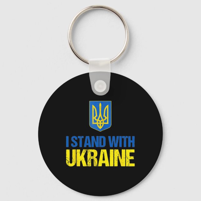 I Stand With Ukraine American Support Ukrainian Fl Nyckelring (Framsida)