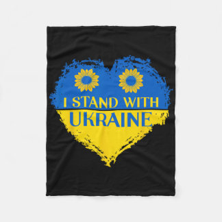 I Stand With Ukraine Heart Flag Support Sunflowers Fleecefilt