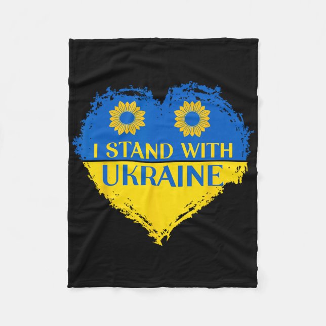 I Stand With Ukraine Heart Flag Support Sunflowers Fleecefilt (Framsidan)