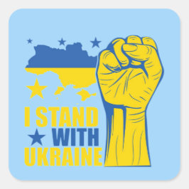 I Stand With Ukraine. Sheet of stickers Fyrkantigt Klistermärke