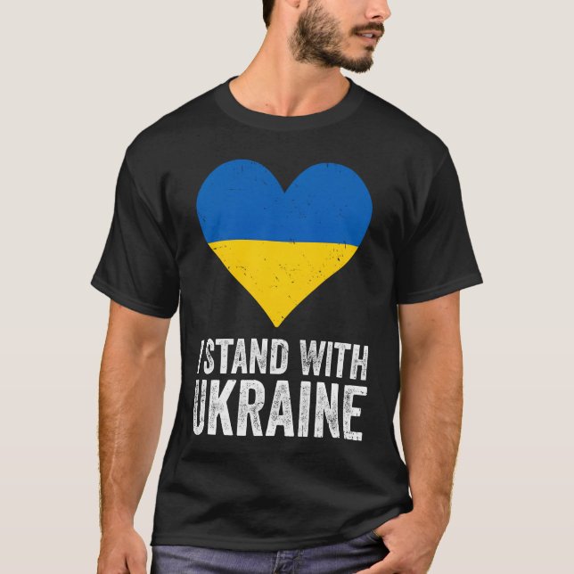 I Stand With Ukraine Stop Putin Stop War Support U T Shirt (Framsida)