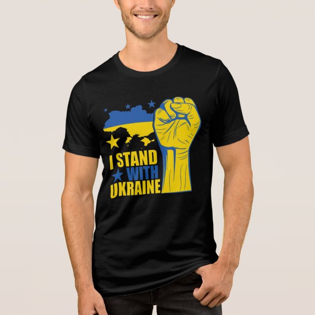I stand with Ukraine. Support Ukraine. T Shirt (Framsida)