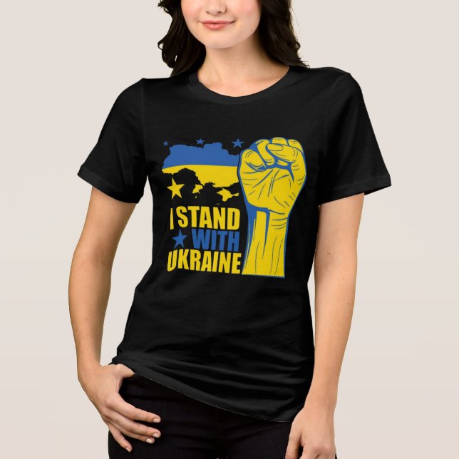 I stand with Ukraine. Support Ukraine. Tri-Blend S T Shirt (Framsida)