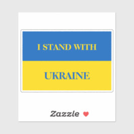 I stand with Ukraine. Ukrainian flag.  Klistermärken