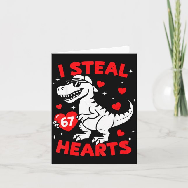 I Steal 67 Heart Dinosaur For Boys Girls Kids Vale Kort (Framsida)