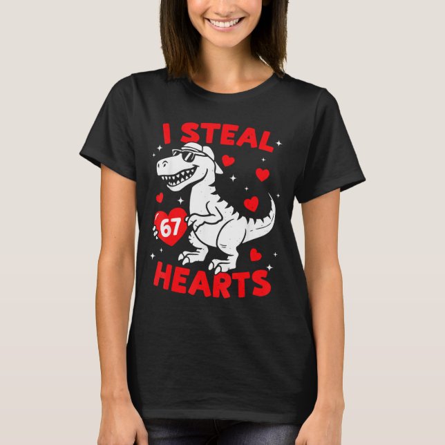I Steal 67 Heart Dinosaur For Boys Girls Kids Vale T Shirt (Framsida)
