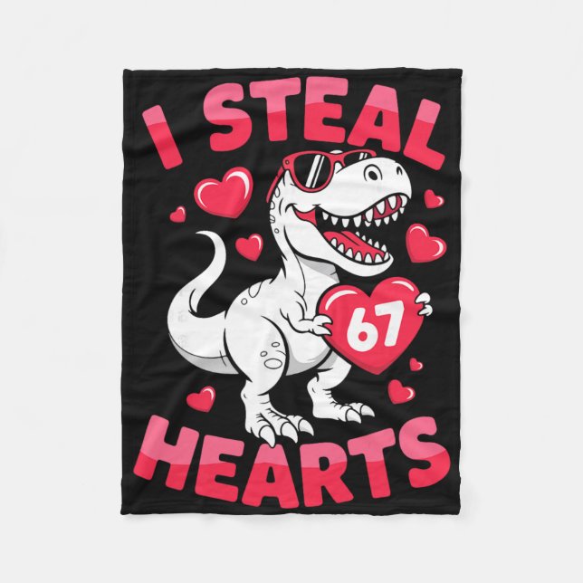 I Steal 67 Hearts Funny 67 Valentine Dinosaur Men  Fleecefilt (Framsidan)