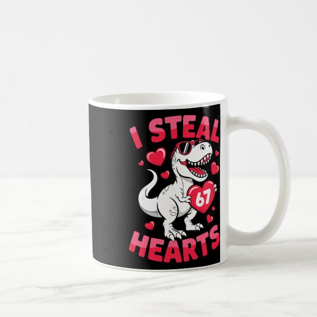 I Steal 67 Hearts Funny 67 Valentine Dinosaur Men  Kaffemugg (Höger)