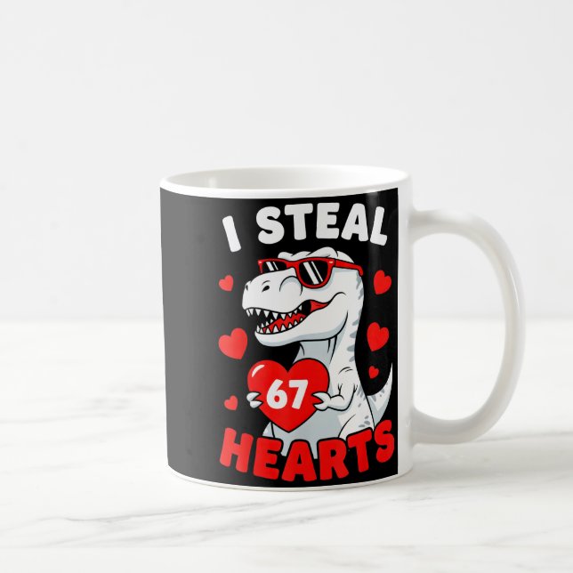 I Steal 67 Hearts Funny 67 Valentine Dinosaur Men  Kaffemugg (Höger)