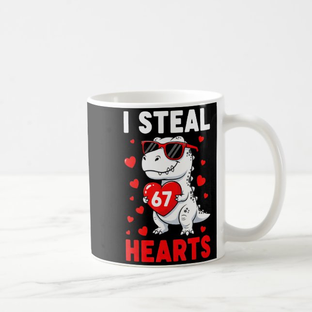 I Steal 67 Hearts Funny 67 Valentine Dinosaur Men  Kaffemugg (Höger)