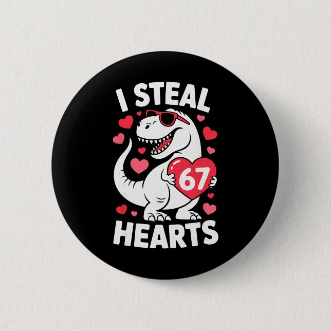 I Steal 67 Hearts Funny 67 Valentine Dinosaur Men  Knapp (Framsida)