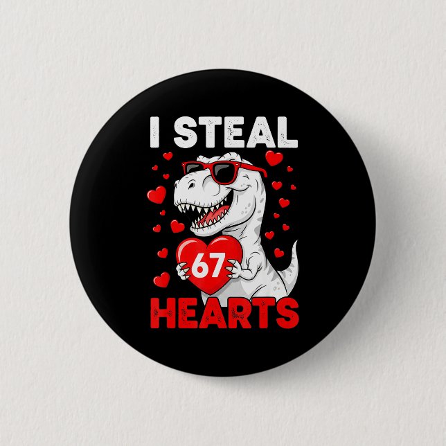 I Steal 67 Hearts Funny 67 Valentine Dinosaur Men  Knapp (Framsida)