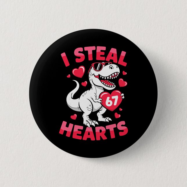 I Steal 67 Hearts Funny 67 Valentine Dinosaur Men  Knapp (Framsida)