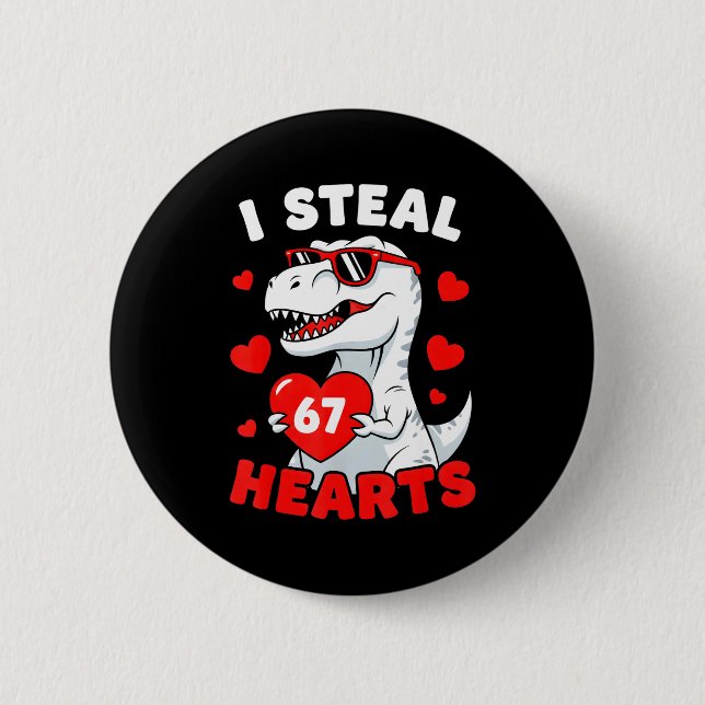 I Steal 67 Hearts Funny 67 Valentine Dinosaur Men  Knapp (Framsida)