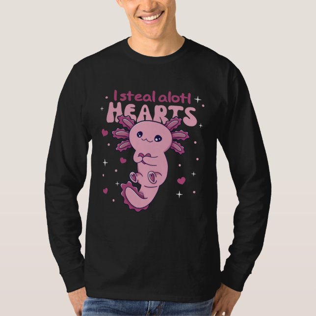 I Steal Alotl Hearts Valentine s Day Pun Axolotl T Shirt (Framsida)