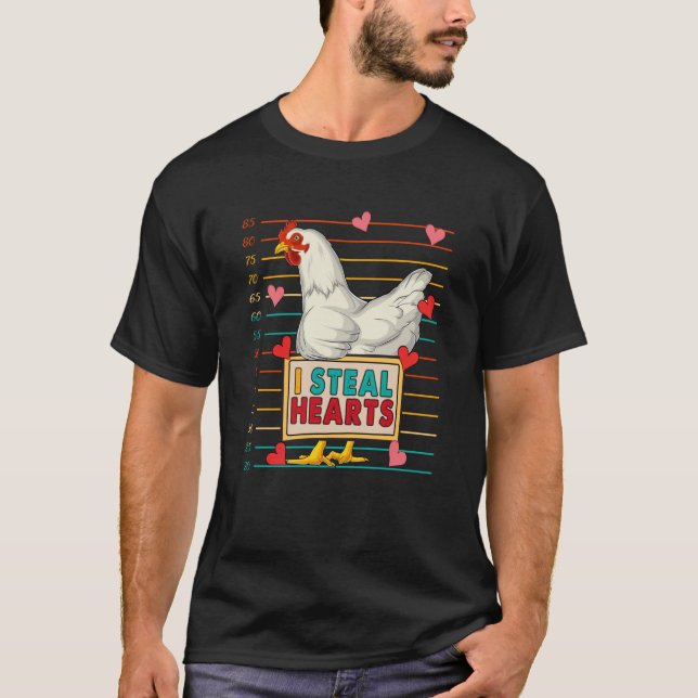 I Steal Cute Hearts Chicken Farmer Valentine's Hea T Shirt (Framsida)